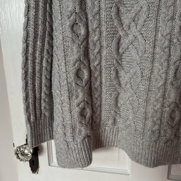 Loft Women's Small Gray Long Sleeve Cable Knit Turtleneck Pullover Sweater - Picture 8 of 9